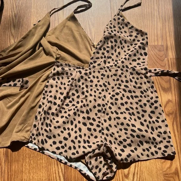Cheetah Print Wrap-Front Romper - Picture 13 of 15